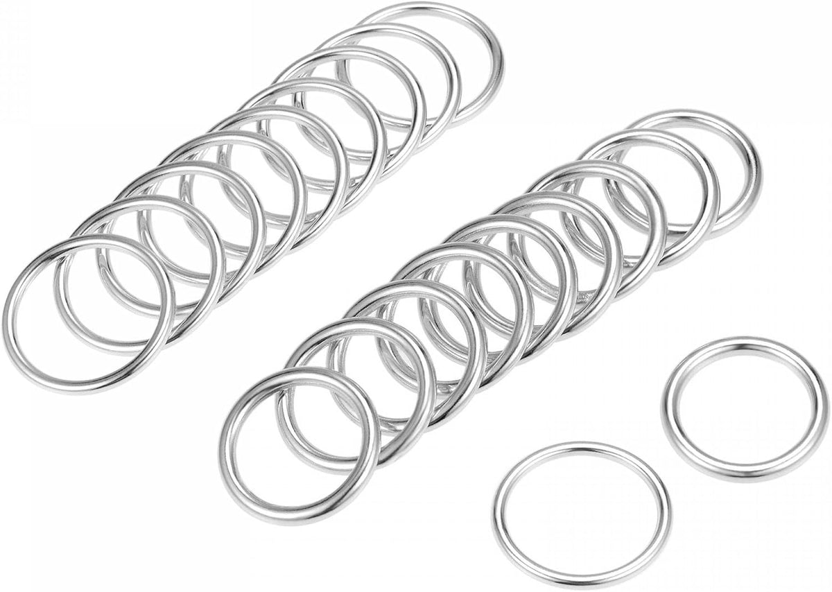 LinkMejor 20mm 30mm O Ring Buckle Welded for Hardware Craft DIY Silver Tone Total 20pcs