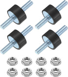 4Pcs M6 x 18mm Rubber Mounts, 10 x 20mm Cylindrical Anti Vibration Isolator Studs Shock Absorber Double Studs with Nuts for Car Bobbin Generator Air Compressors