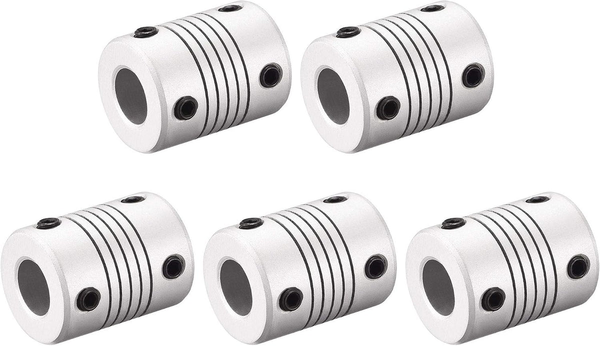 9mm to 9mm Aluminum Alloy Shaft Coupling Flexible Coupler Motor Connector Joint L25xD19 Silver,5pcs
