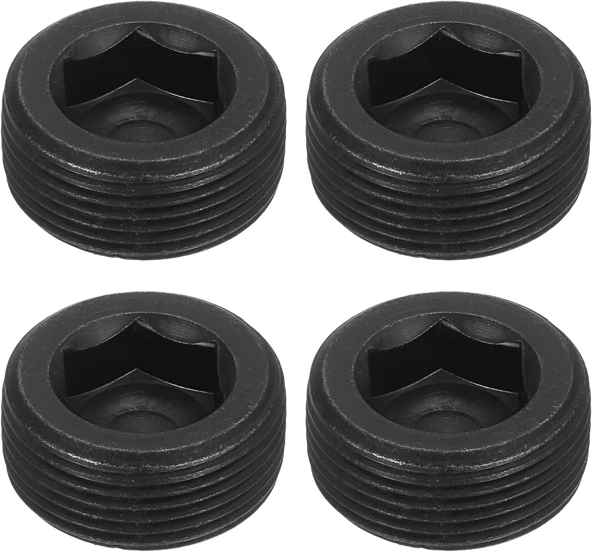 4Pcs 남성용 스트립 소켓 파이프 플러그, M18-1.5x12mm 탄소강 내부 히트헥 스트립 파이프 캡, 파이프 조립 및 밀봉용, 검은색