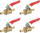 4Pcs Brass Water Mini Ball Valve Shut Off Switch, 1/4" Hose Barb x 1/4" Hose Barb, 180 Degree Operation Handle, Brass Valve