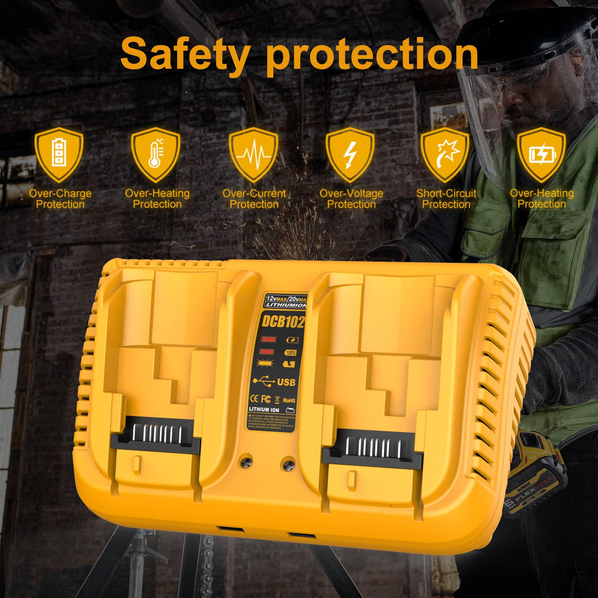 DCB102 Replacament Încărcător Rapid pentru Încărcătorul de Baterie Dewalt