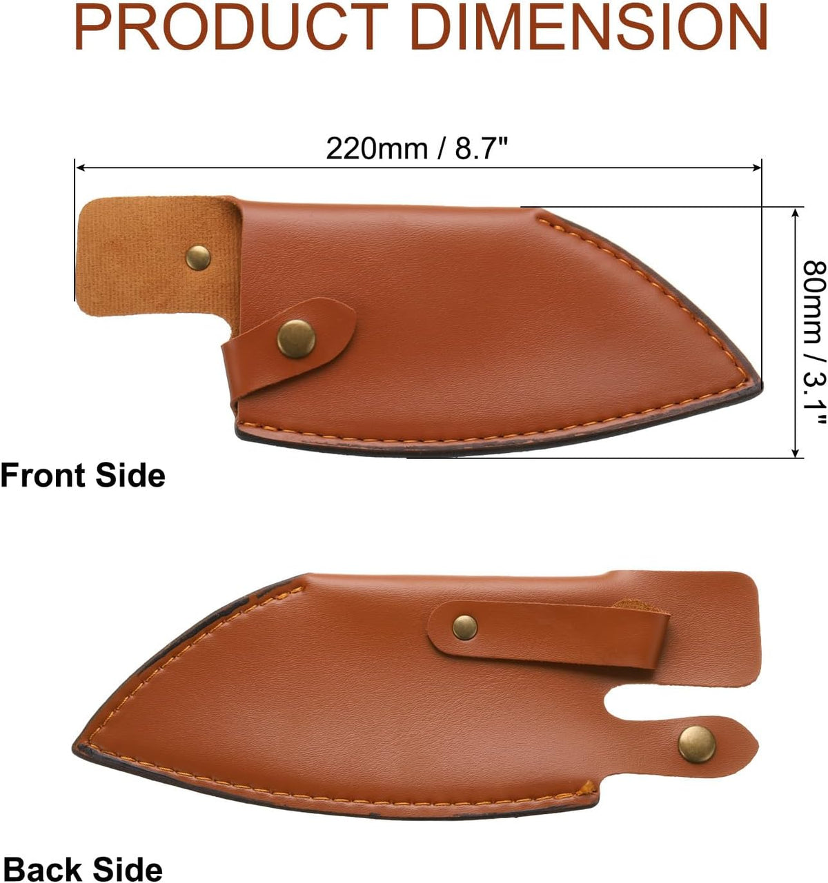 Messenhulzen, 8,7" x 3,1" PU-leren messenhulzenbeschermer, universele messenhulzenhouders voor huiskeuken, bruin
