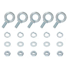 5 Pack M10 Galvanized Carbon Steel Eye Bolts, 3/8" x 0.98" Lifting Ring Eye Bolt with Nuts and Washers Heavy Duty Screw Eye Bolts Kit for Tie Down Straps Indoors Outdoors, Silver