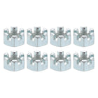 8Pcs 1/2"-20UNF Hexagon Slotted Nut, Grade 6.8 Zinc Plated Hex Castle Nuts, Silver