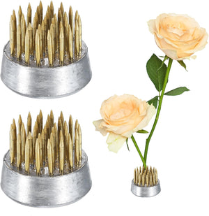 2pcs Flower Frog, Round Brass Floral Frogs, Flower Arranger Fixed Tool Pin Frog for Flower Arrangement Vase, Fixation and Decoration (Gold, 0.9inch)