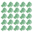 25Pcs AC300V 10A 3.81mm Pitch 2P Flat Angle Needle Seat Insert-in PCB Terminal Block Connector Green