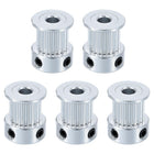 5 Pcs Aluminum 20 Teeth 5mm Bore 10mm Width Timing Belt Pulley Wheel Idler Pulley Synchronous Wheels Gear Part for 3D Printer, Silver