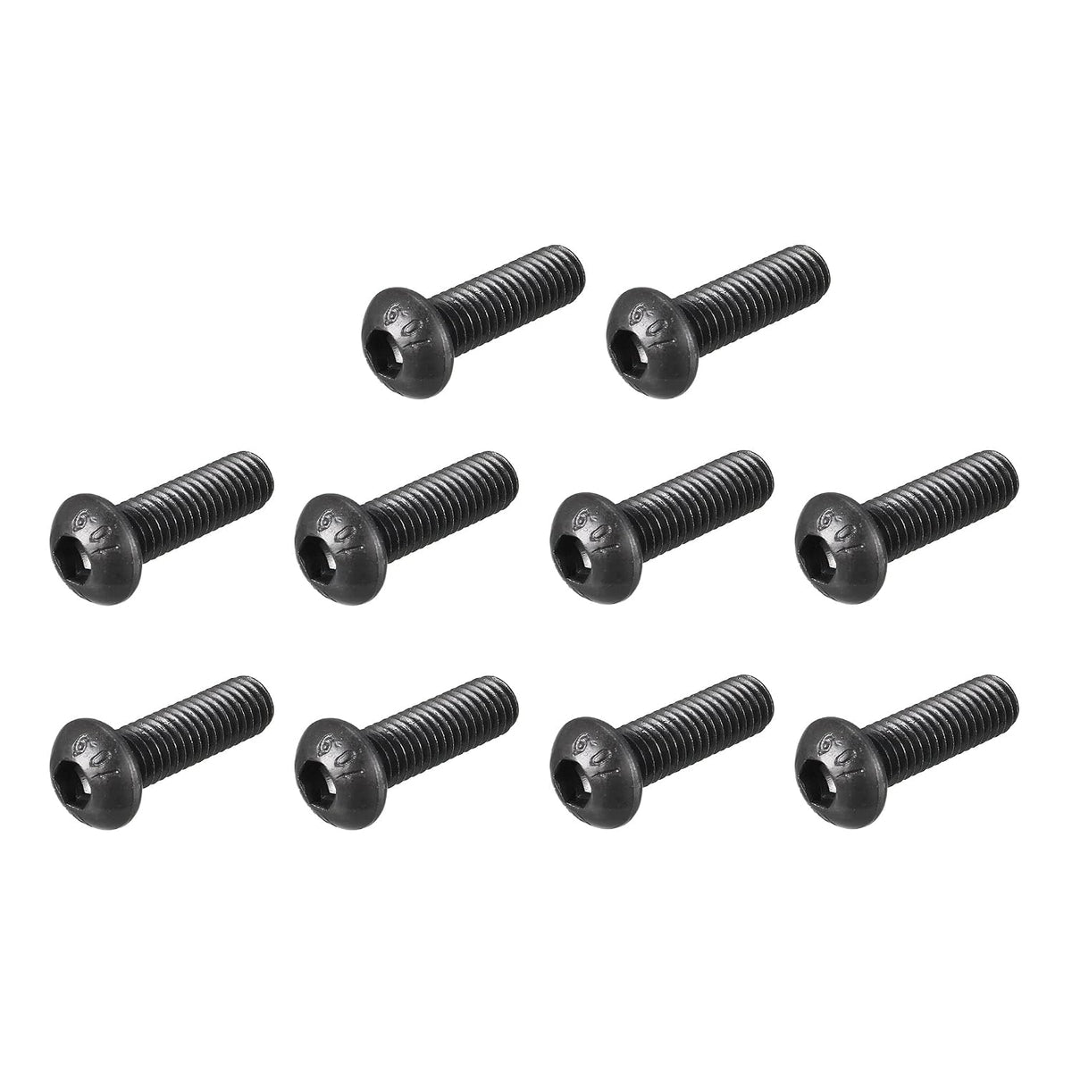 M6x20mm Button Head Hex Socket Cap Screw Bolt Black 50pcs