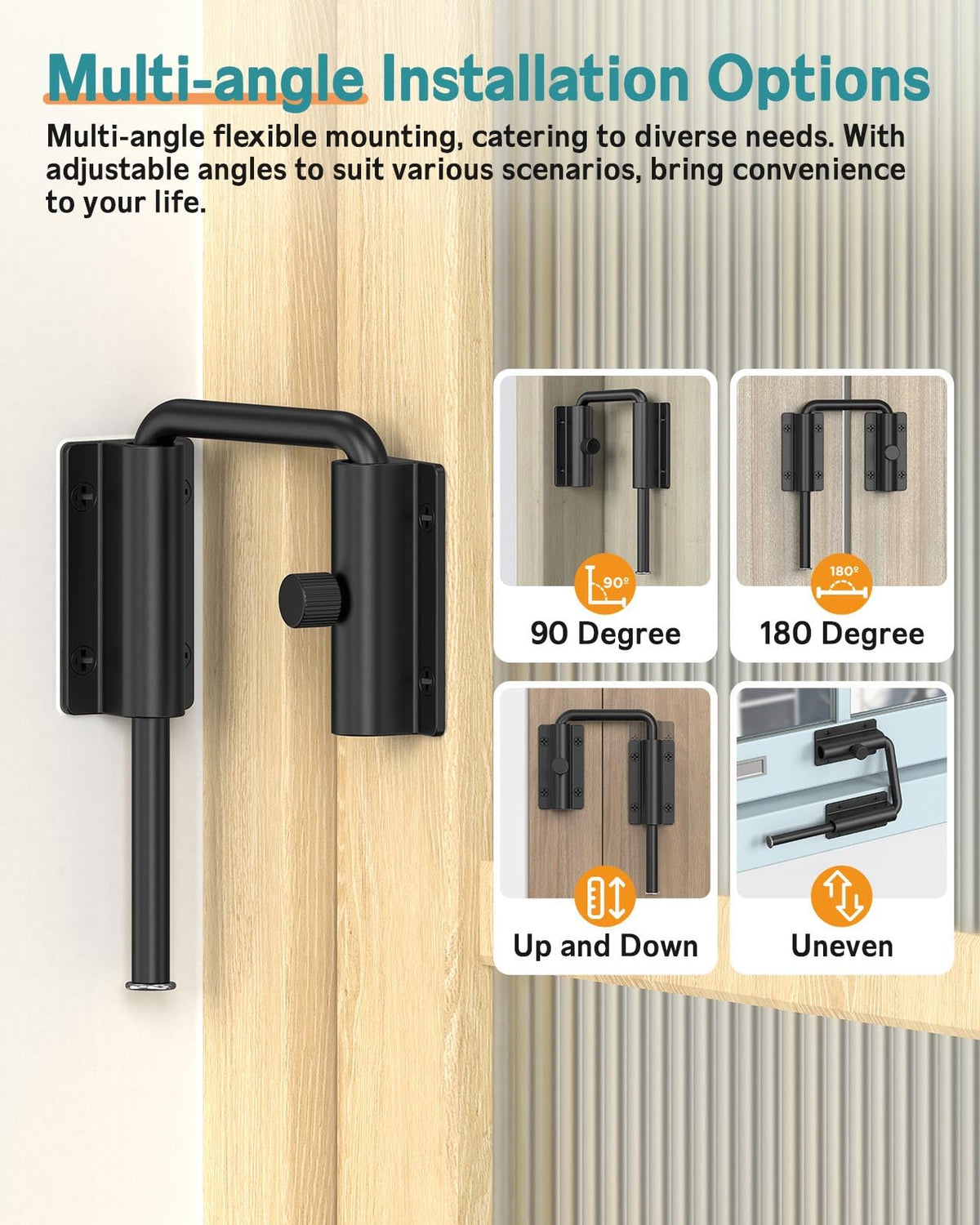 LinkMejor Inel de Încuietoră pentru Ușă Glisantă, 90/180 Grade Încuietorile U-Bolt pentru Magazie, Negru 1Pc