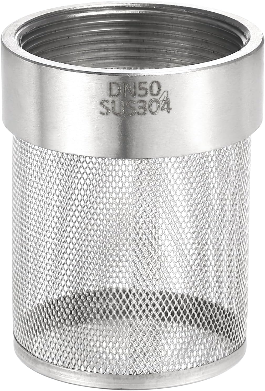 2 Inch 304 Stainless Steel Filter Cover, Hose Inlet Suction Strainer Filter, Connected to DN50 2" PVC Water Pipe to Reduce Solid Entry (87mm Length, 58mm Thread Dia)