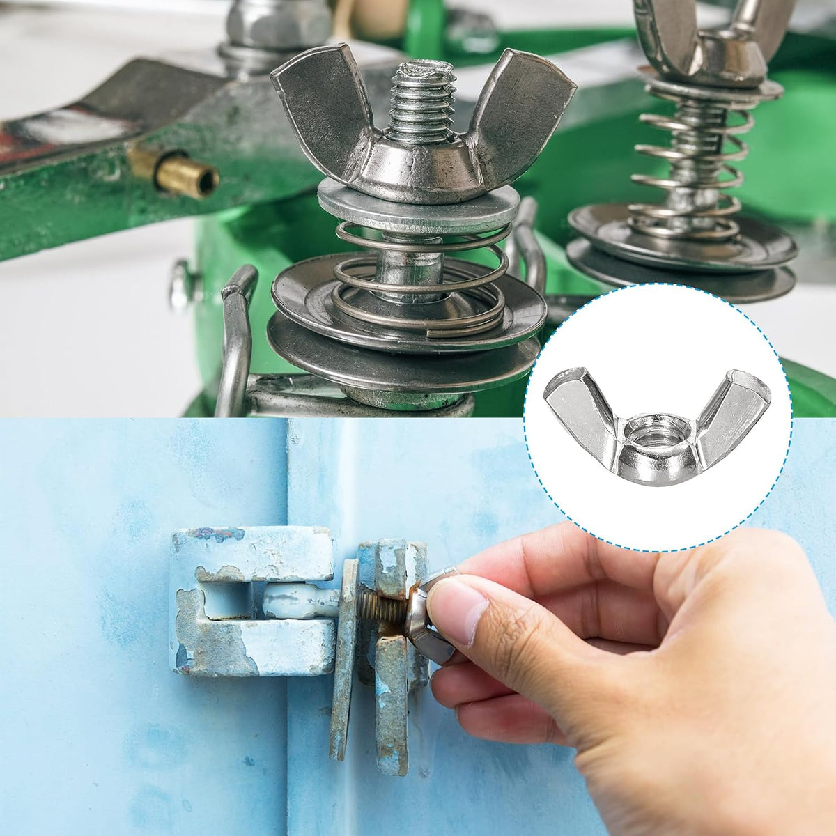 3/8"-16 Flügelmuttern 12 Stk, 304 Edelstahl Schmetterlingsflügelmuttern Befestigungsteile Handdrehen Flügelmuttern für Maschinen Elektronische Ausrüstung DIY, Silber