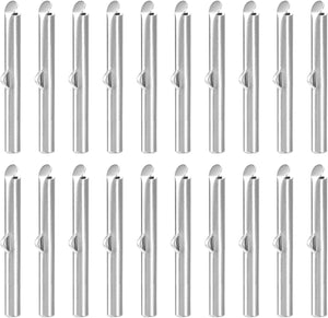 30Pcs Slide on End Clasps, 35mm Tube Ball Bead Slider Crimp Ends for Multi-Strand DIY Craft Making, Silver Tone