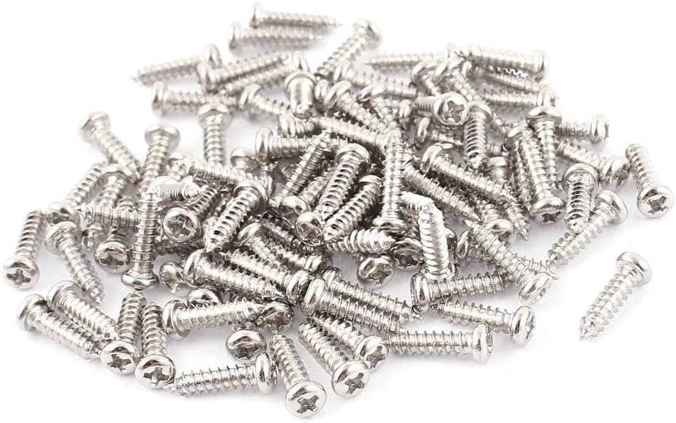 100 Pcs M2.6x10mm Stainless Steel Phillips Round Head Self Tapping Screws Bolts