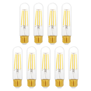 LinkMejor E26 T10 LED Light Bulbs, 5 Inch Vintage Tubular Thin Edison Bulbs, 4000K Daylight White, 4W(60W Eqv.), Ultra Efficient & Dimmable, Great for Living Room, Dining Room & General Lighting, 9