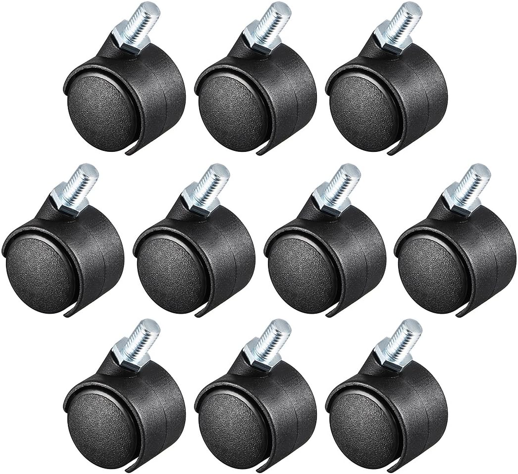 1.15 Inch Swivel Caster Wheels Nylon 360 Degree Threaded Stem Caster Wheel, M8 x 13mm, 22lb Capacity Each Wheel, Pack of 10