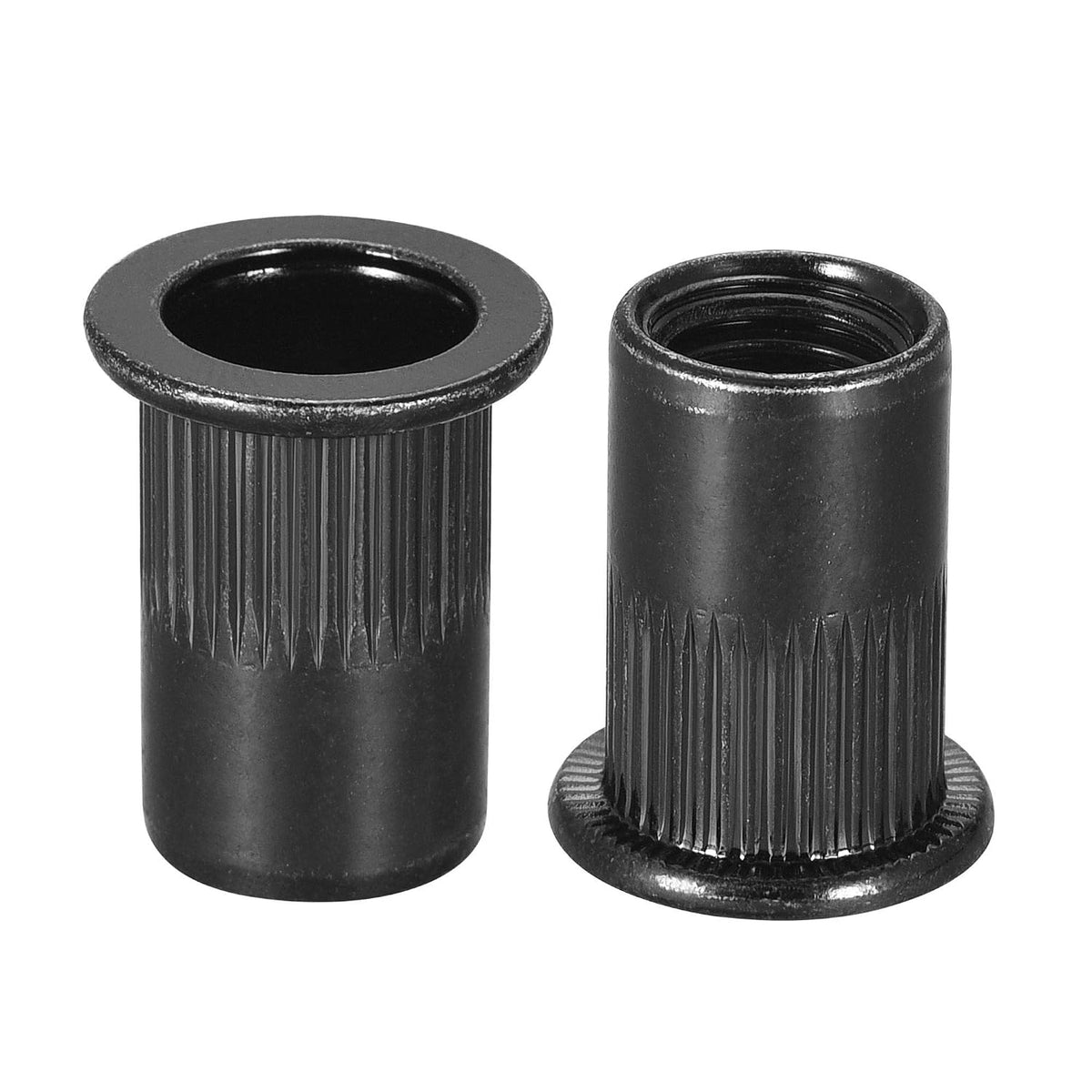 M10 Rivet Nuts Carbon Steel Zinc-Plated Knurled Flat Head Threaded Insert Nut Black 50Pcs