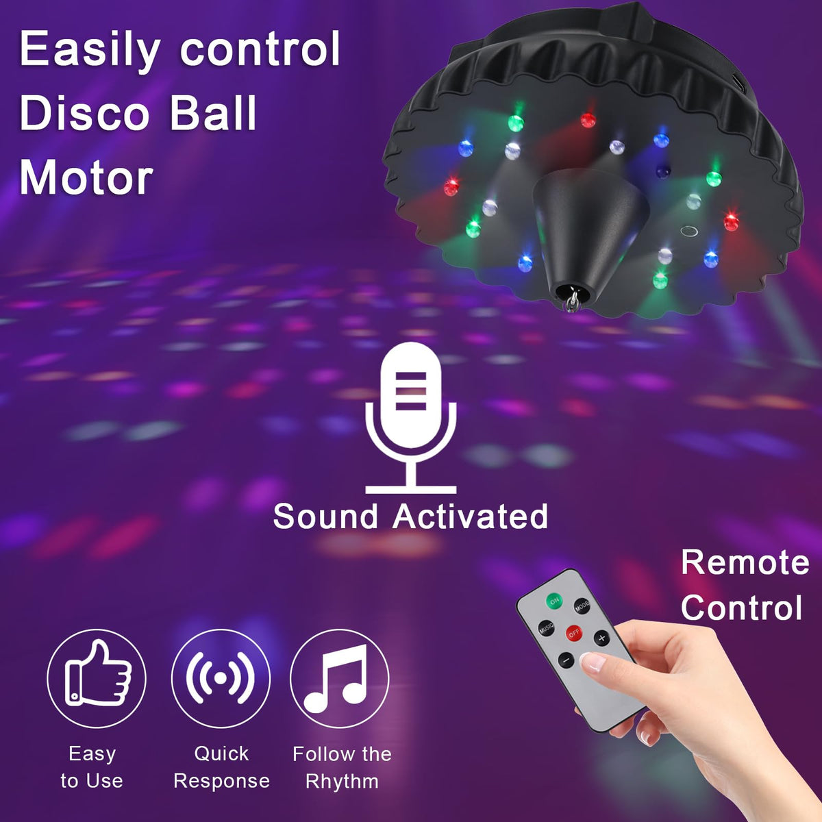 Balle de disco motorisée avec lumière : Rotateur de balle de disco rechargeable