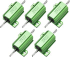 25W 2 Ohm 5% Aluminum Housing Resistor Screw Tap Chassis Mounted Aluminum Case Wirewound Resistor Load Resistors Green 5 pcs