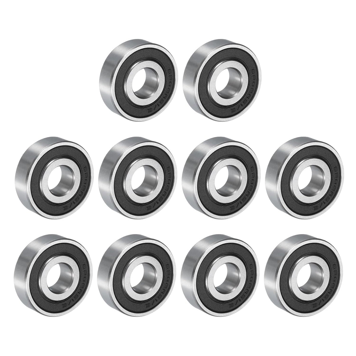 6202-2RS Deep Groove Ball Bearing 1/2 x 1-3/8 x 7/16 Inch Double Sealed Chrome Steel Bearings, 10pcs
