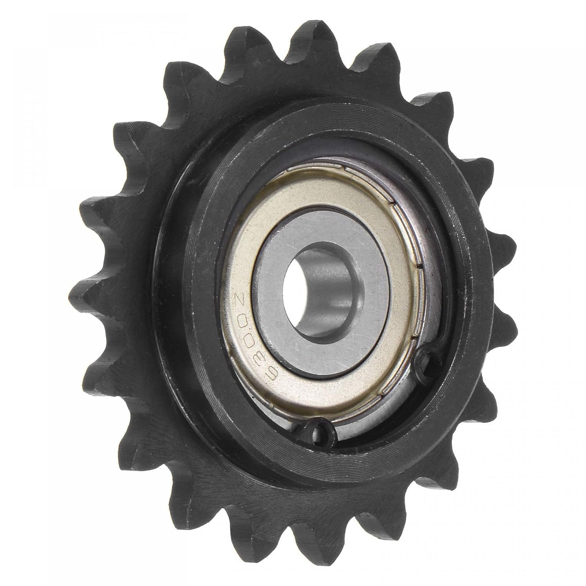 #35 Chain Idler Sprocket, 10mm Bore 3/8" Pitch 19 Tooth Tensioner, Black Oxide Finished C45 Carbon Steel with Insert Single Bearing for ISO 06C Chains