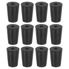 12 Pcs 1-Hole Rubber Stopper, Tapered Lab Seal Tube Stopper Plug for Test Tube Flasks Glass Containers Industry and Laboratories, 17x13x25mm Black