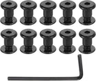 10 Sets Screw Post, Male M4x4mm Stainless Steel Screw Rivets, Female 5x5 Hex Drive Binding Screws Belt Buckle Binding Bolts Leather Fastener with 1Pcs Wrench, Black