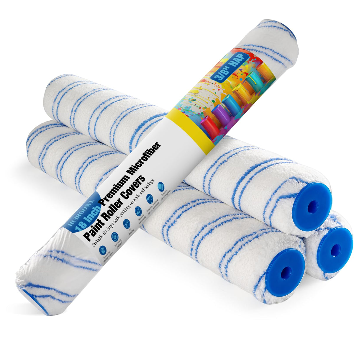LinkMejor 18 Inch Microfiber Protezioni per rullo di vernice, spessore 3/8", confezione da 4 pezzi