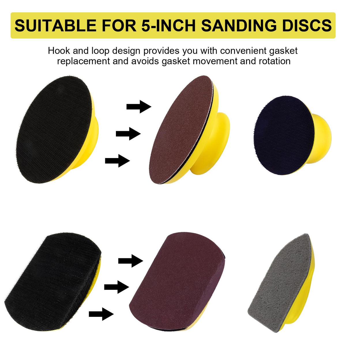 LinkMejor 2 Pcs Sanding Blocks 3 inch Round Hook and Loop Sanding Block for Woodworking Furniture Restoration Automotive Body Arts Crafts Hand Sanding Block