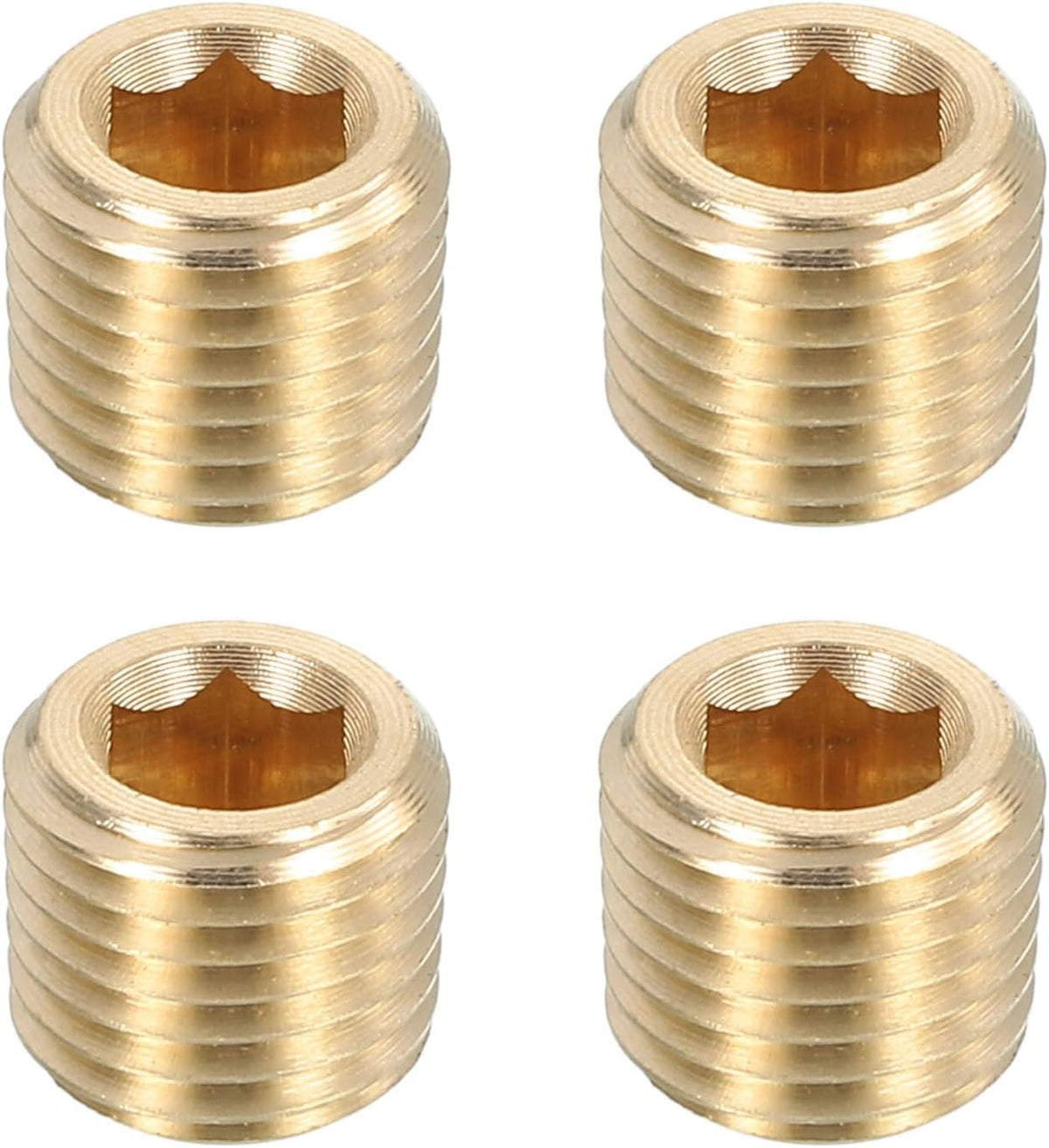 4Pcs Brass Pipe Plug Fitting, 1/16" PT Male Hex Counter Sunk Plug, Internal Thread Socket Pipe Plug for Closing the End of Pipe, Air Tanks