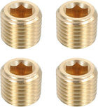 4Pcs Brass Pipe Plug Fitting, 1/16" PT Male Hex Counter Sunk Plug, Internal Thread Socket Pipe Plug for Closing the End of Pipe, Air Tanks