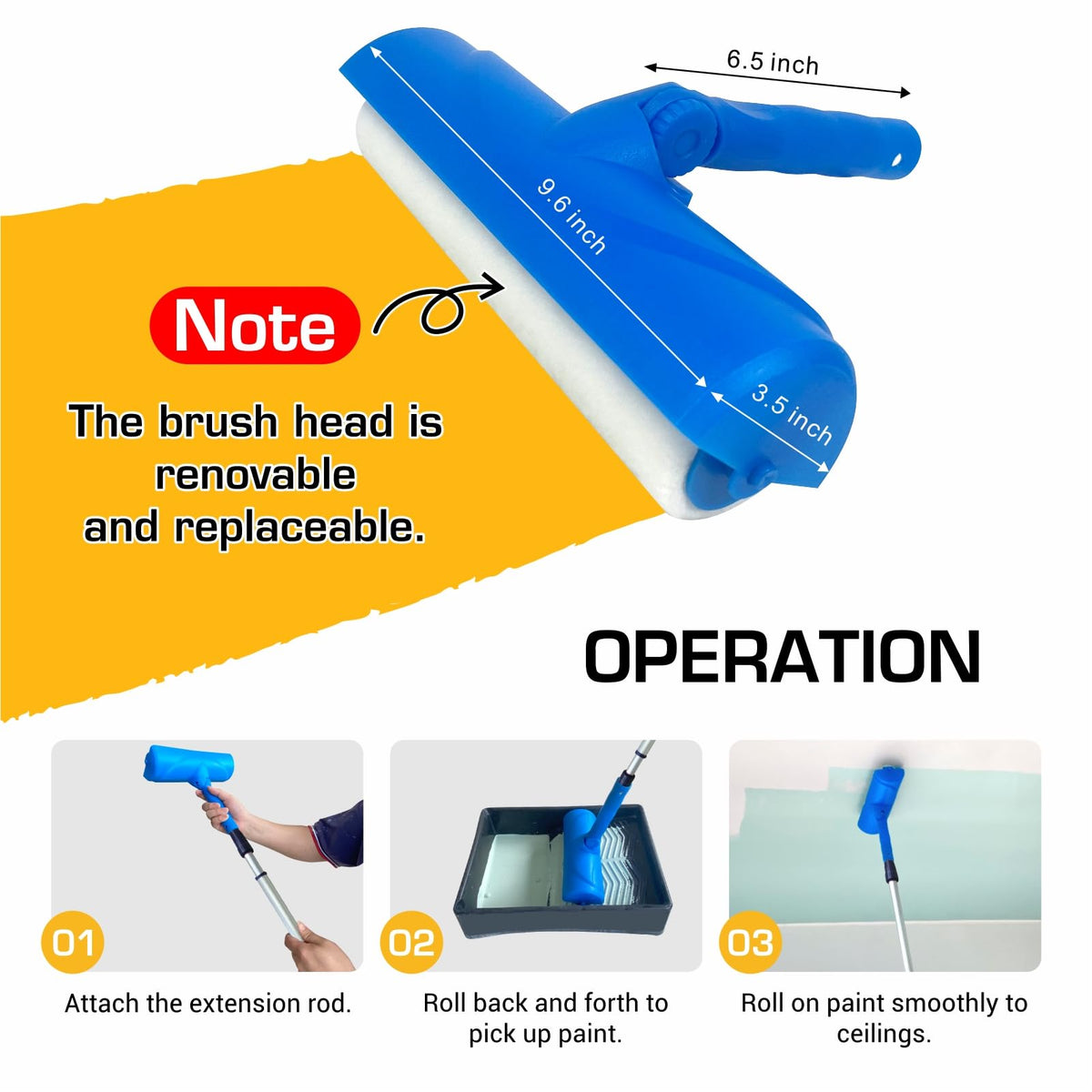 LinkMejor 10" Rroller de Pintura para Techo con Escudo - Antigoteo, Cabeza Ajustable