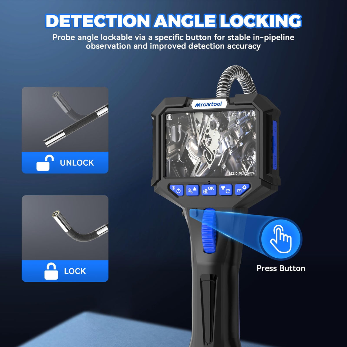 LinkMejor 2-Way Articulating Borescope, 4X Zoom 6.2mm Probe för Automatisk Motor
