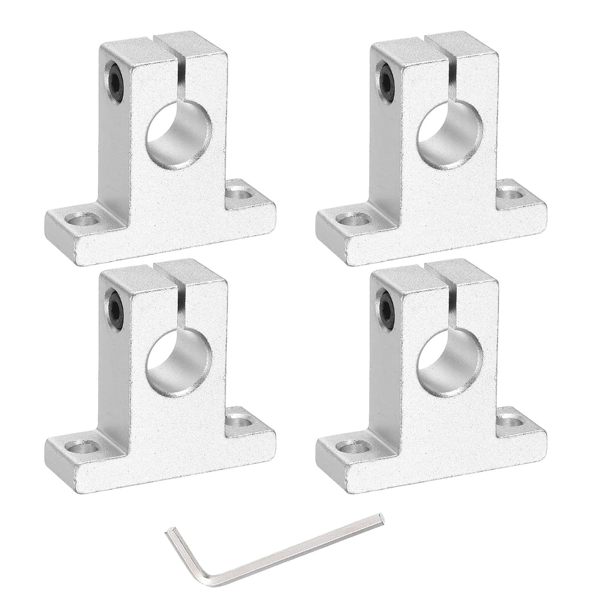 4pcs SK12 Aluminum Linear Rod Rail Shaft Support for 12mm Diameter Shaft, Linear Motion Rail Guides Mounting Bracket with Wrench for CNC Machine, 3D Printer, Automation Equipment