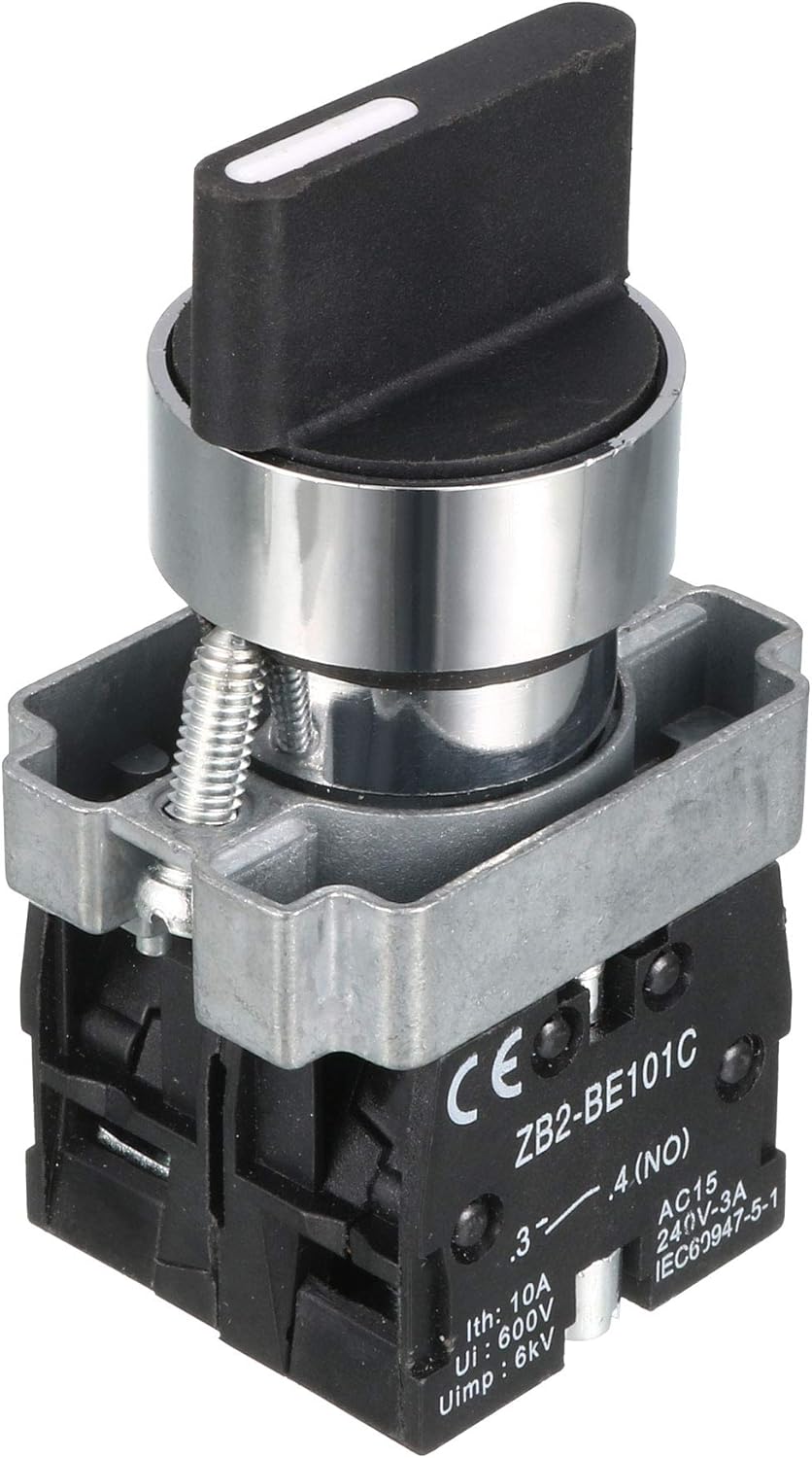 Panel Mounting 3 Position Selector Black Rotary Switch AC240V 3A 2NO