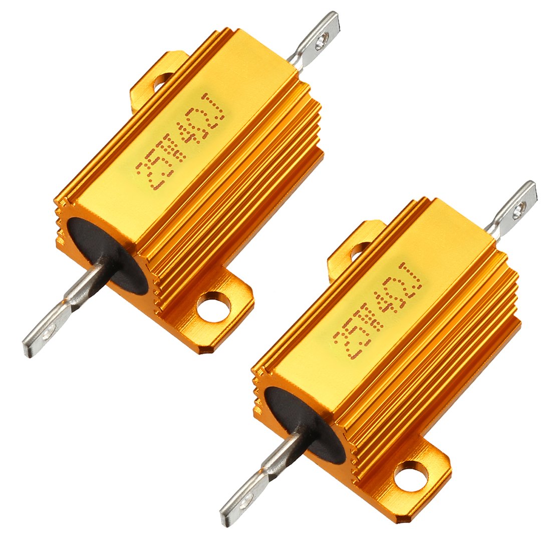 25W 4 Ohm 5% Aluminum Housing Resistor Screw Tap Chassis Mounted Aluminum Case Wirewound Resistor Load Resistors, 21mm Mounting Distance 2 Pcs