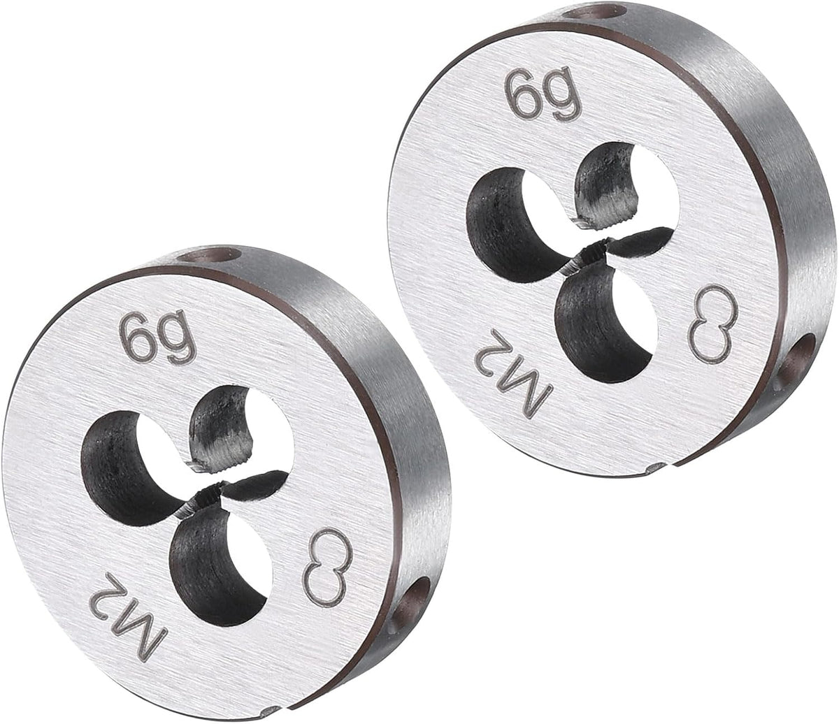 2pcs Round Threading Die M2 x 0.4 Metric Thread Right Hand Screw Cutting Fixed Dies, Alloy Tool Steel Tapping Repair Tool