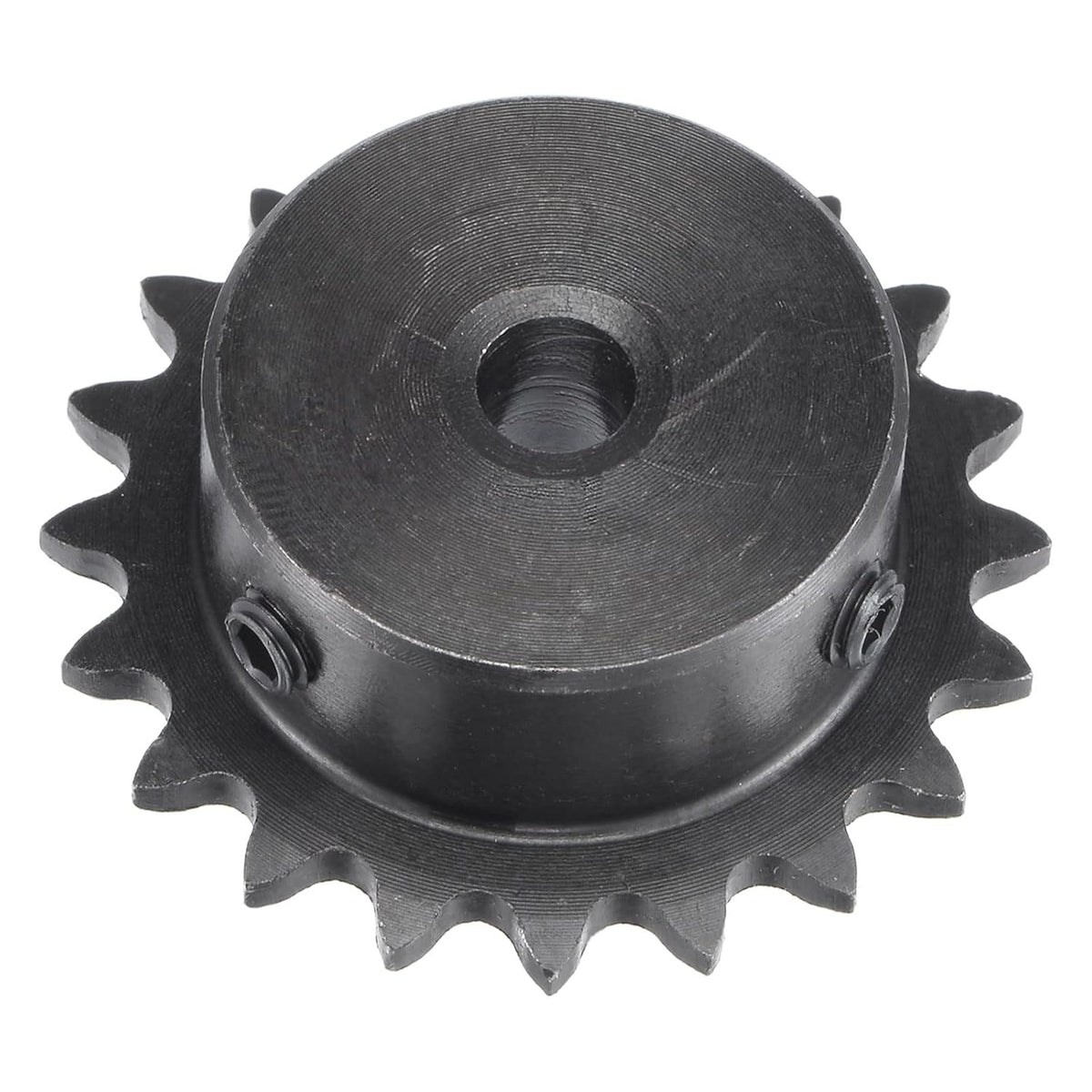 20 Tooth Roller Sprocket B Type, #25 Chain, Single Strand 1/4" Pitch, 6.35mm Bore Black Oxide C45 Carbon Steel with Set Screws for ISO 04C
