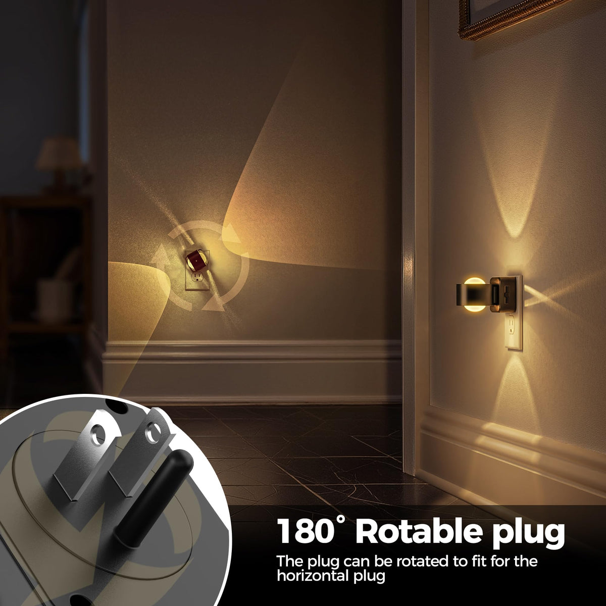 Proyector de Luces nocturnas LinkMejor, Luces nocturnas LED con conexión a pared y rotación