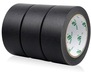 LinkMejor 3-pack Black Masking Tape, 2 x 30 yards, Premium Masking Tape, Clean Release Paper Tape for Home and Office