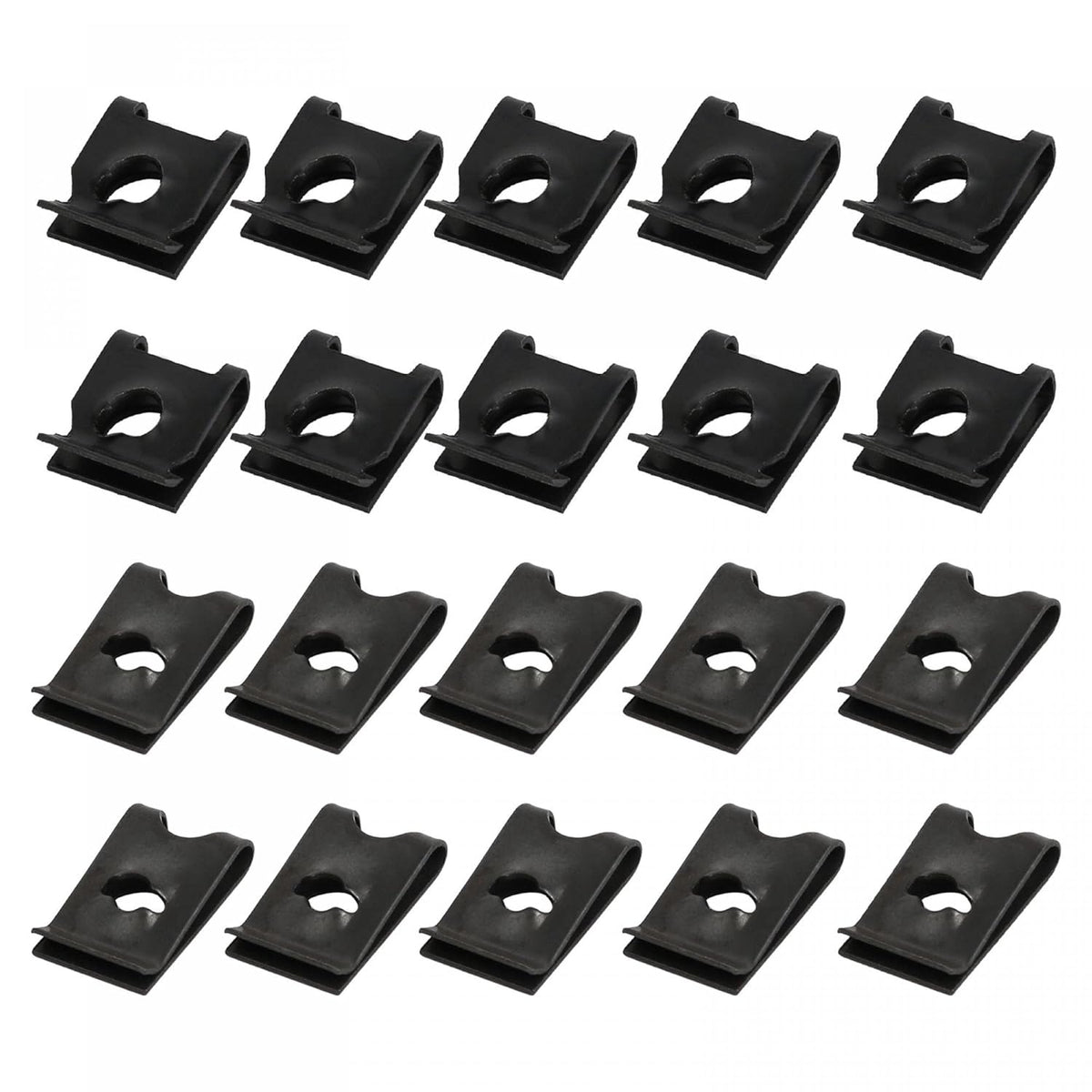 M4/ ST4.2 and M5/ST4.8 65Mn Spring Steel Speed Clip Fastener Extruded U Nuts, Black, Pack of 50