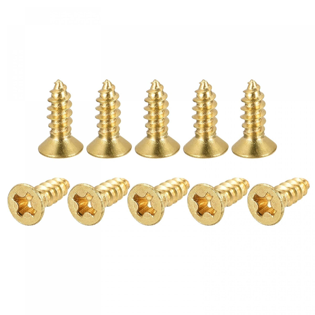 Brass Wood Screws, M3.5x12mm Phillips Flat Head Self Tapping Connector for Door, Cabinet, Wooden Furniture 25Pcs
