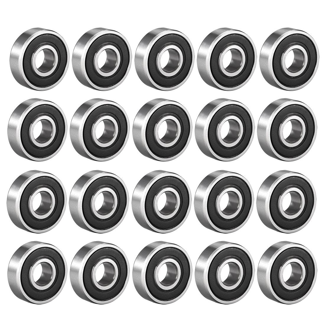 608-2RS Deep Groove Ball Bearing Double Rubber Sealed 180016, 8mm X 22mm X 7mm High Carbon Steel Z1 Bearings (Pack of 20)