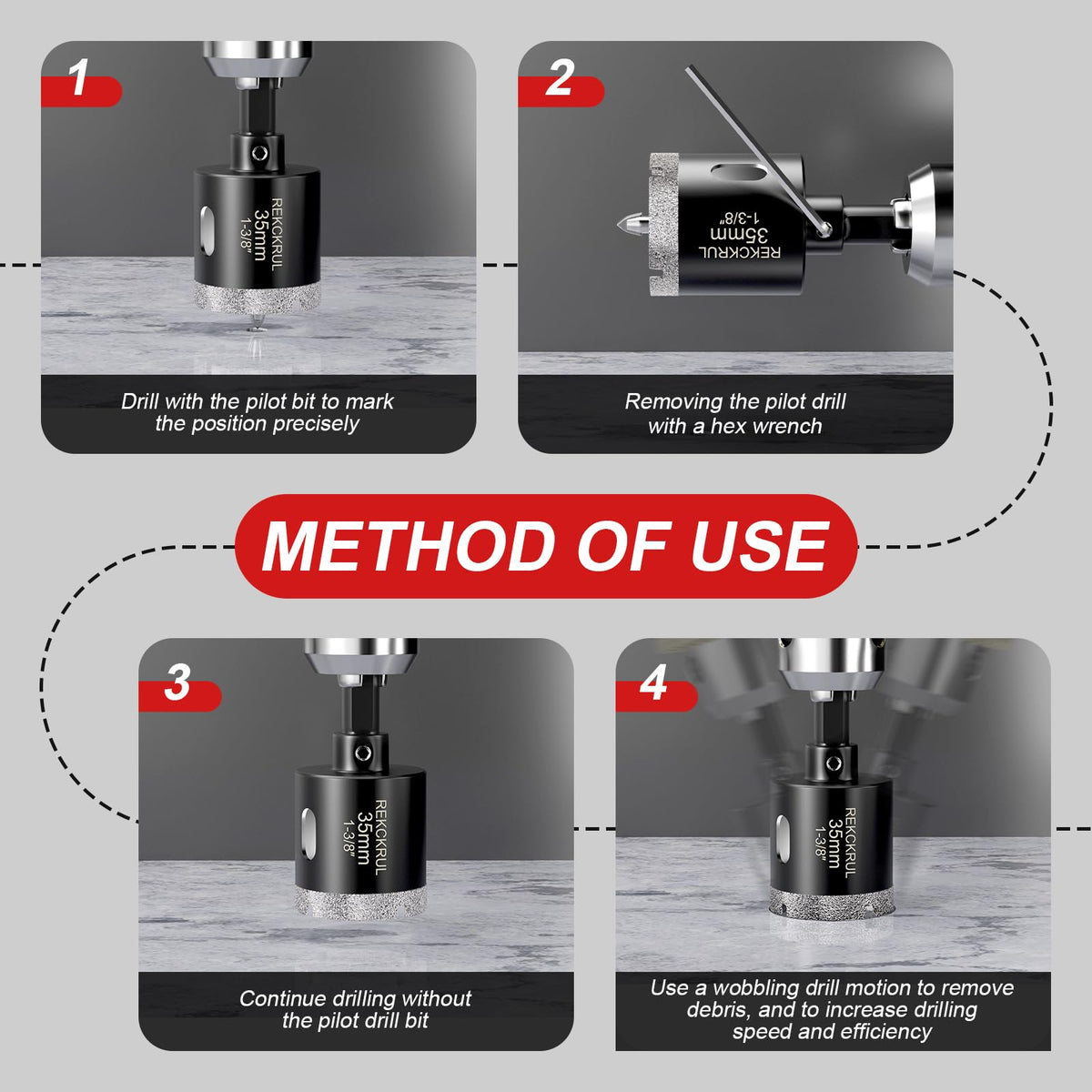 LinkMejor 4-1/2 Inch Diamond Hole Saw with Pilot Drill Bit 1PCS
