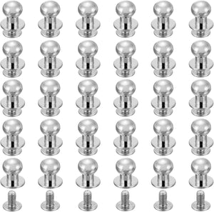 60Pcs 9mm Chicago Screws Round Head Button Leathercraft Rivets for DIY Leather Crafting Decoration Handbag Shoes Belt Repair, Silver