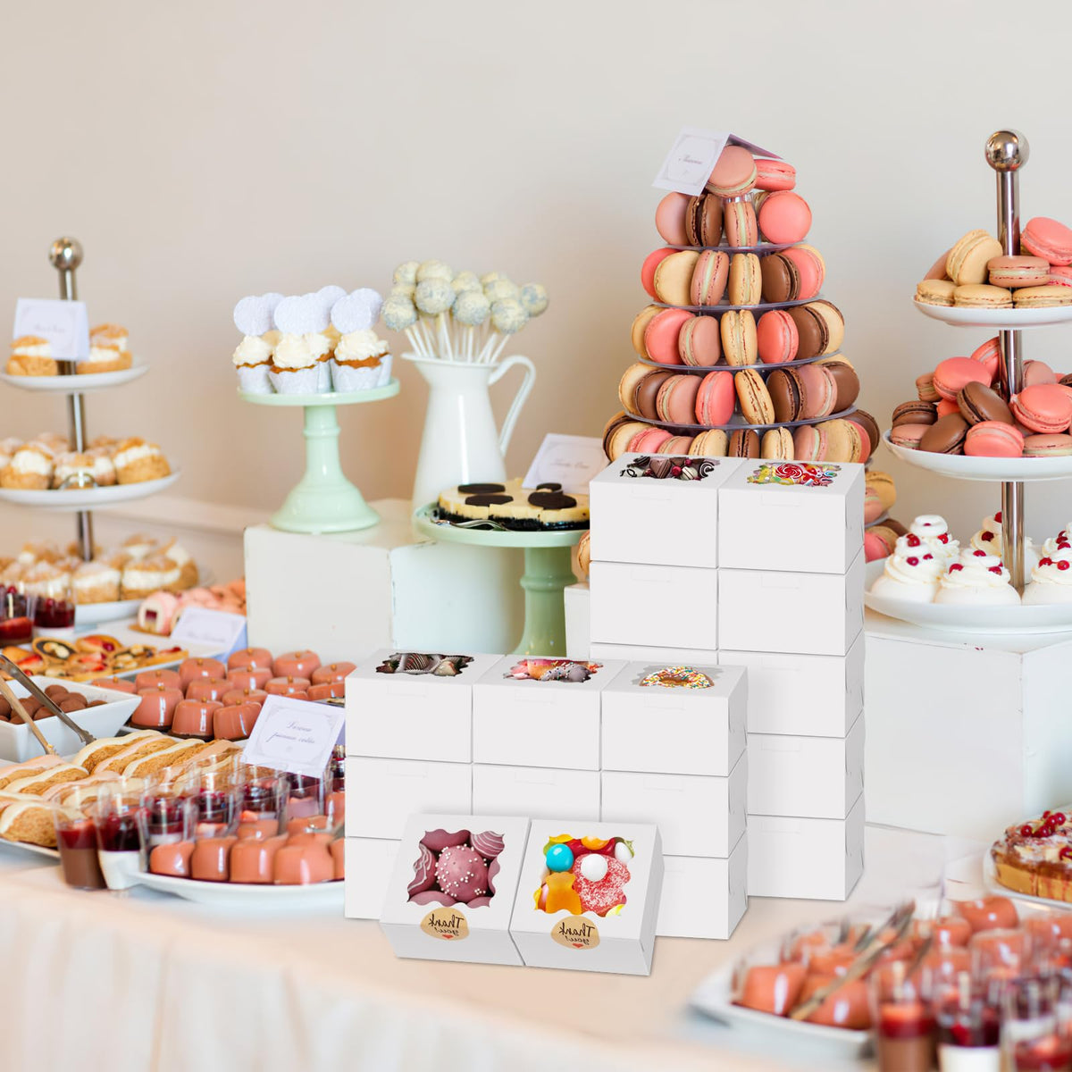 LinkMejor Cookie Boxes con finestra, piccole scatole per pasticceria per dolci