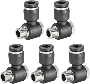 Pneumatic Push to Connect Tube Fitting 6mm Tube to 1/8NPT Male Thread Elbow 5Pcs