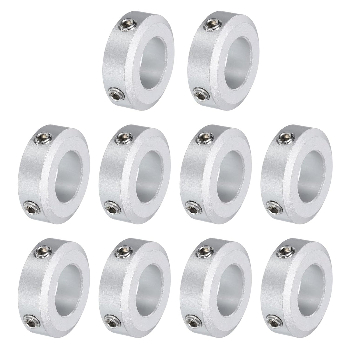 10pcs Set Screw Collars 17mm Bore, Aluminum Shaft Collars, 32mm OD and 10mm Thickness, Set Screw Clamp Collar, Stop Collar for Linear Rod Shaft Guide