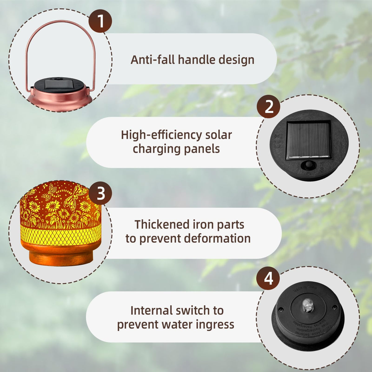 Solar Lanterns Outdoor Waterproof Birthday Gifts for Women Men Grandma Metal Hanging Solar Lights for Outside Patio Yard Festival Pathway Backyard Porch Landscape