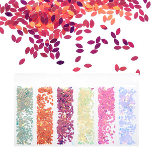 Holographic Chunky Glitters, 6 Rainbow Chunky Glitters Resin Epoxy Accessories Crafts Sequins Decor, Leaf Chunky Glitters Flakes for Hair Nail Art, Sparkle at Party/Festival